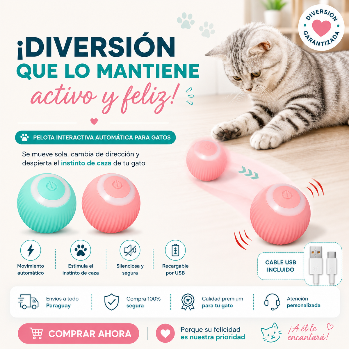 ❤️ Tu gato se divierte, incluso cuando no estás